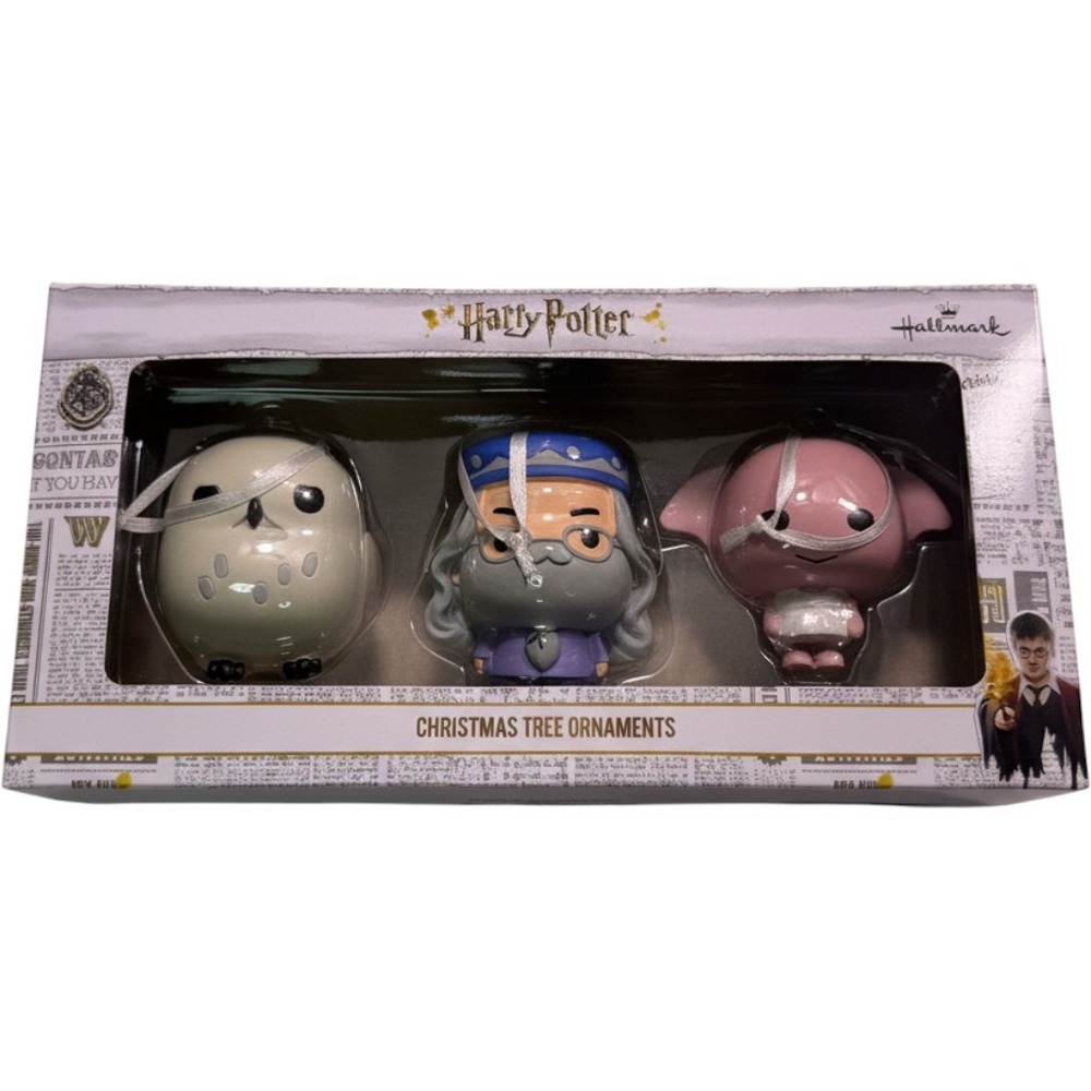 Hallmark Harry Potter Ornament Set 3pk Hedwig Dumbledore Dobby 2018 NEW